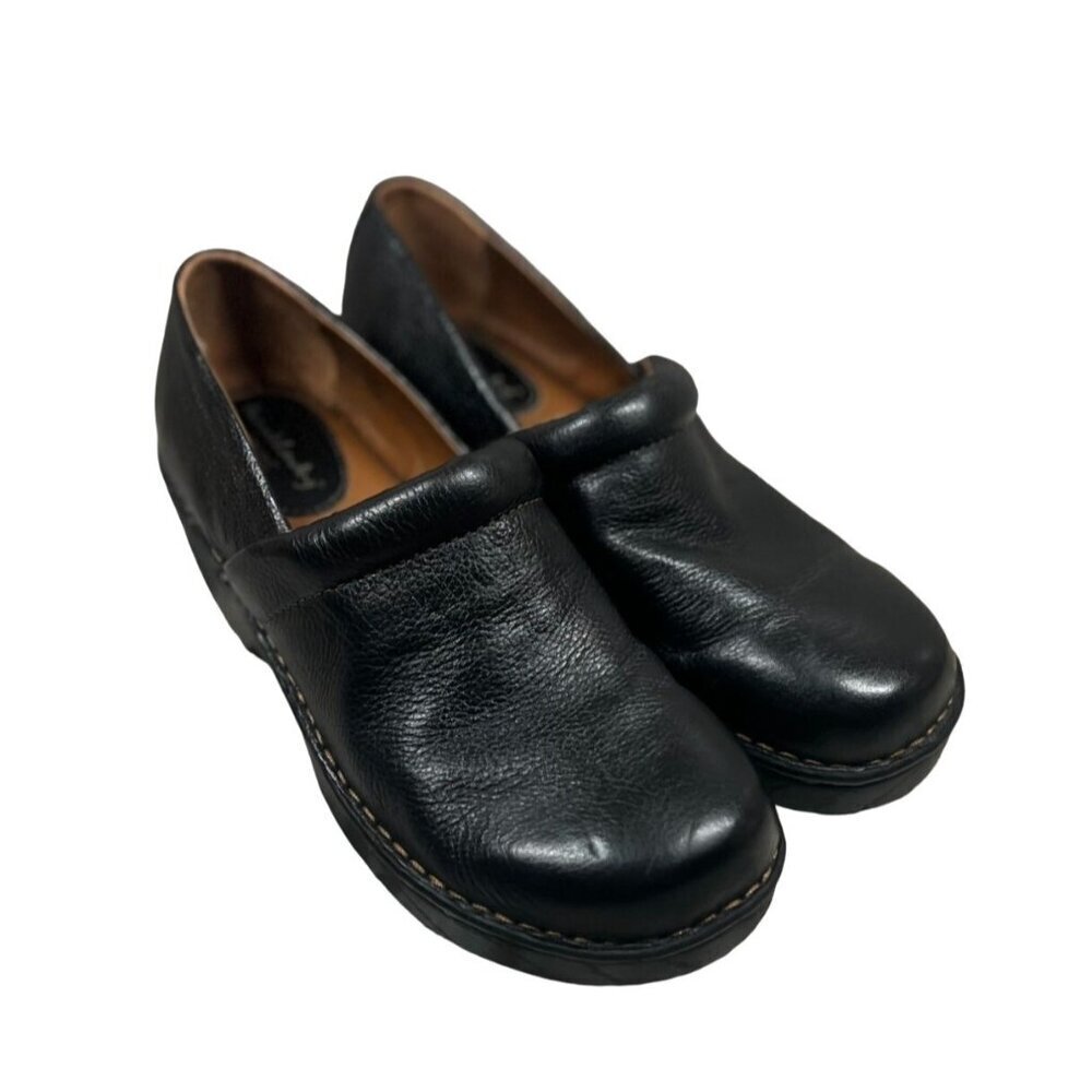 Brown's Landing‎ Women's Leather Slip-On Nursing Clogs Black Size 9